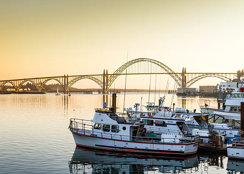Port of Newport with small boats docked.
